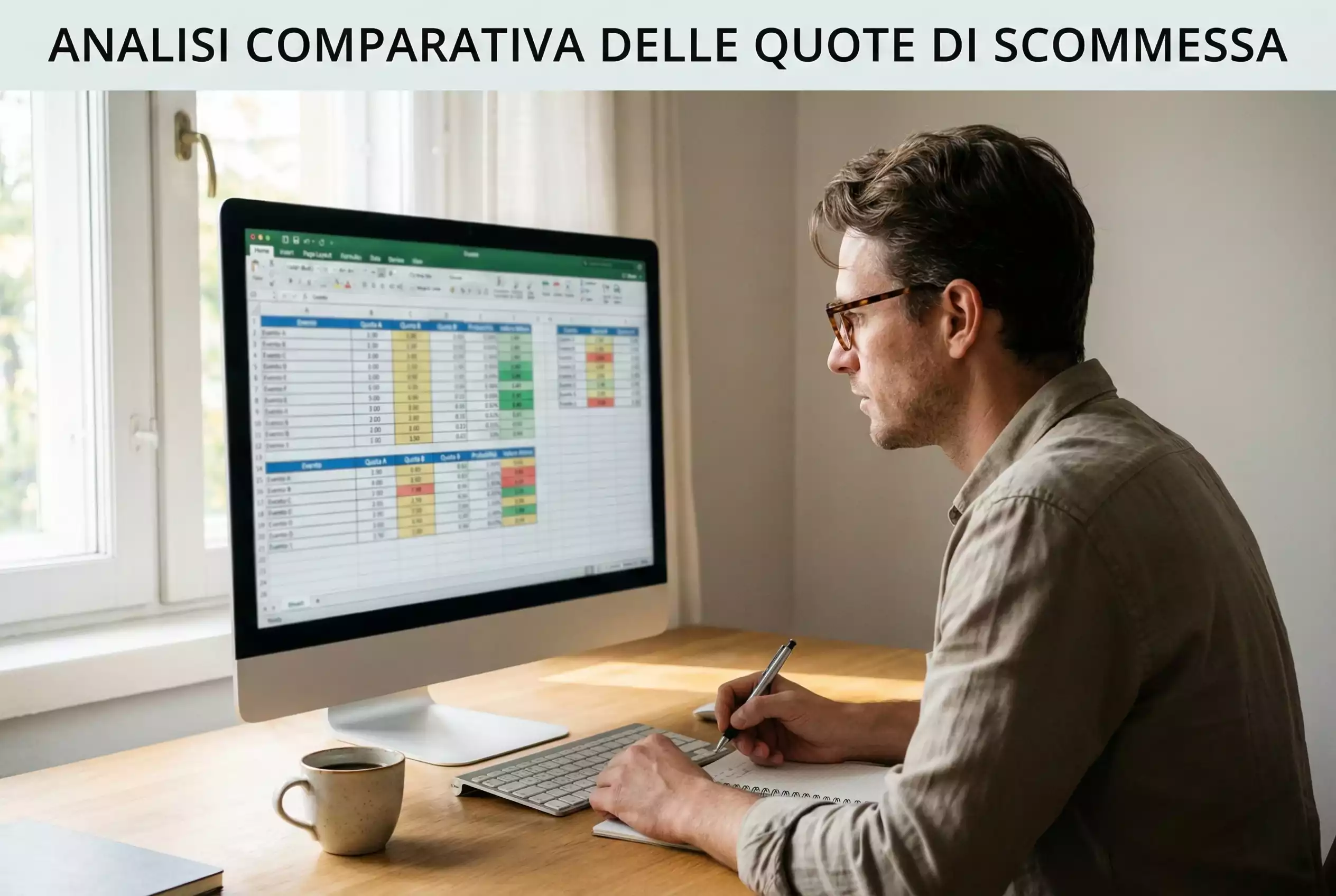 Persona che analizza dati e confronta quote su computer