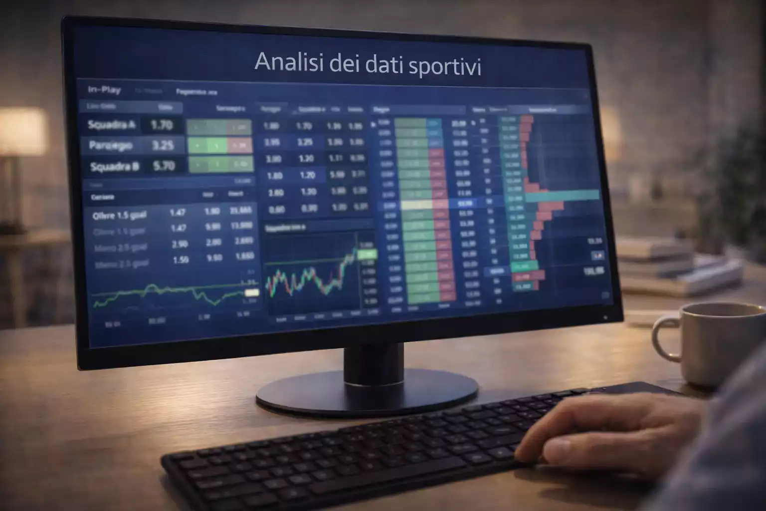 Schermo di computer con interfaccia di trading sportivo