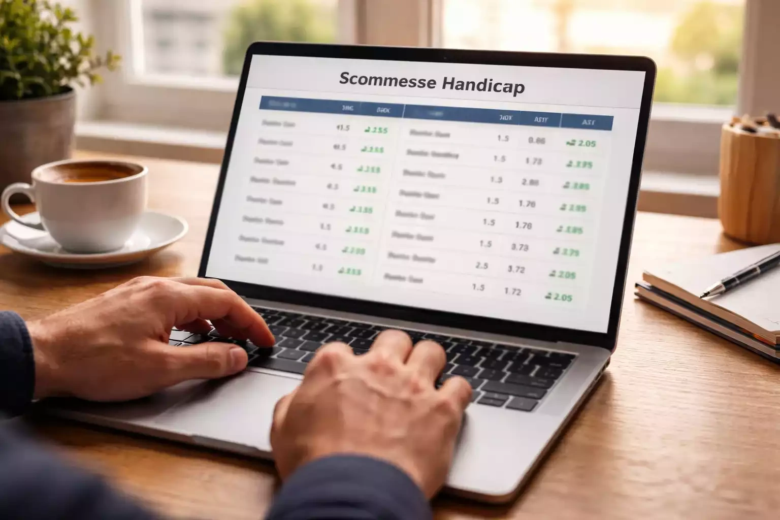 Schermo con interfaccia di scommesse che mostra diverse opzioni di handicap