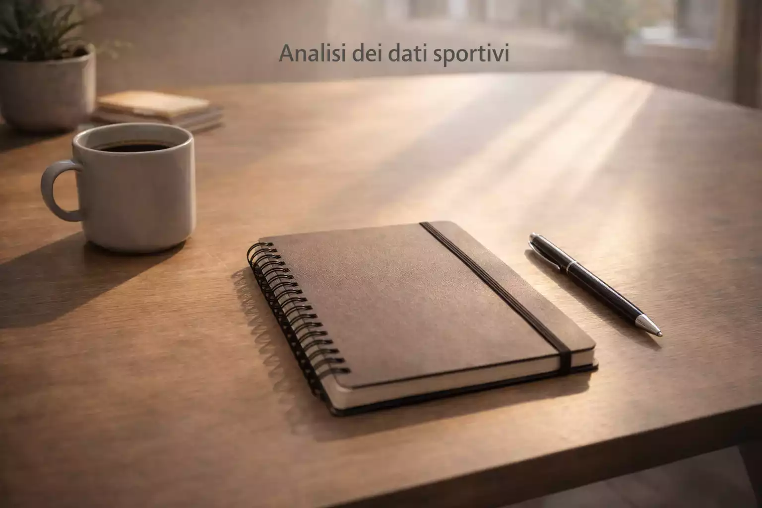 Scrivania organizzata con notebook e tazza di caffè