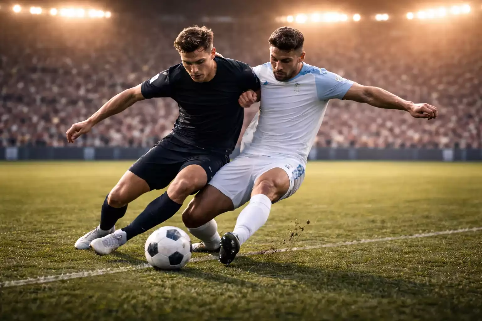 Calciatori che si contendono il pallone durante una partita di Serie A