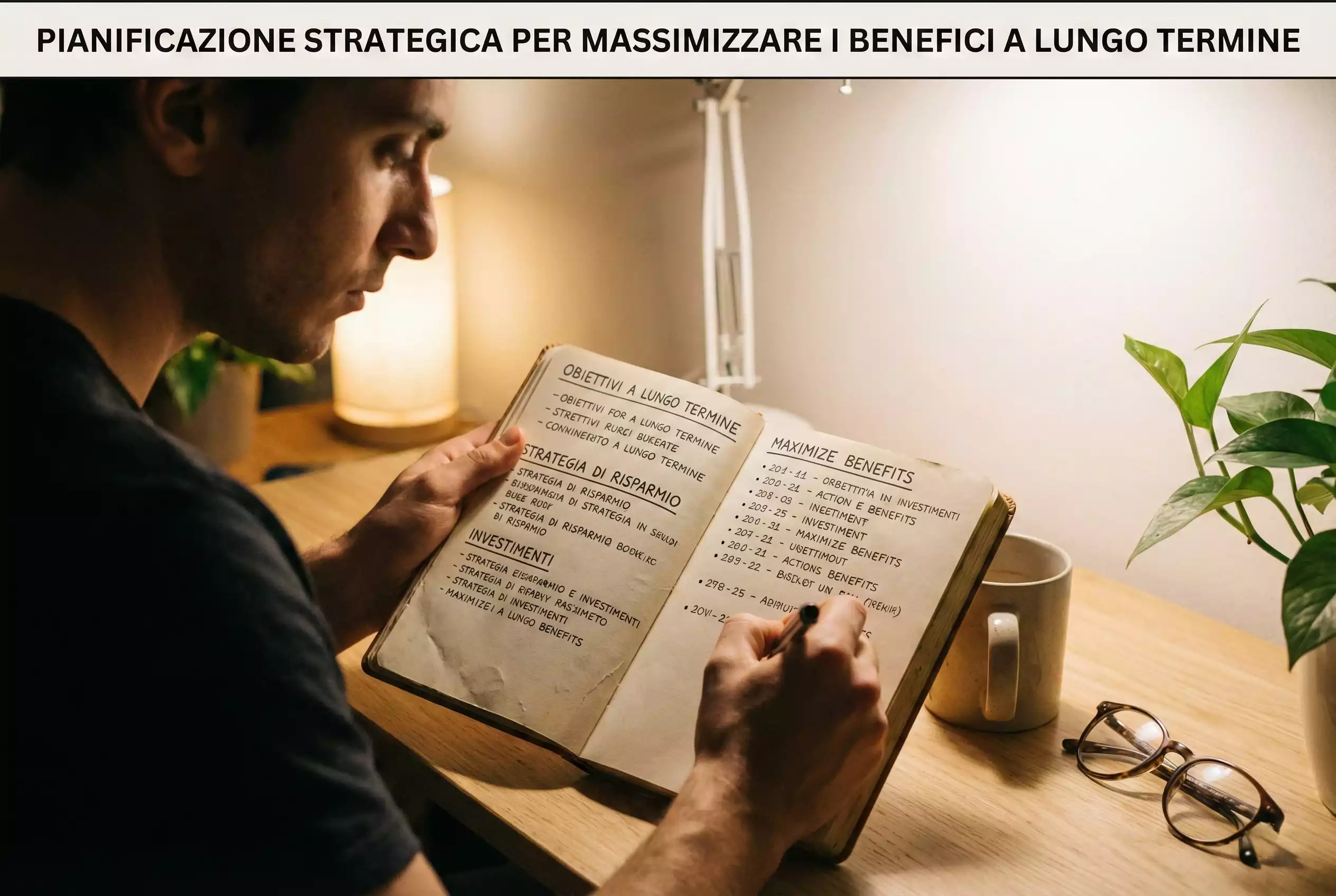 Persona che organizza e pianifica su notebook