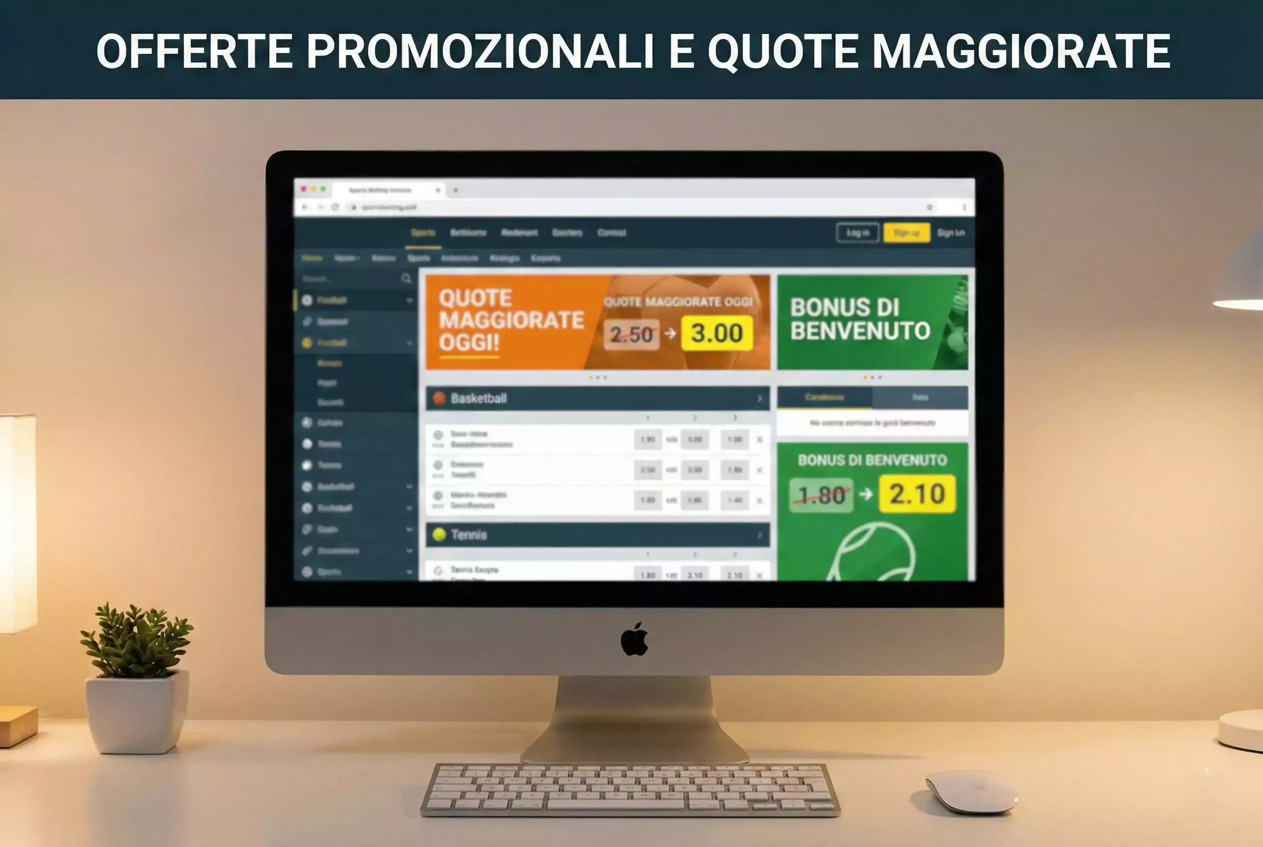 Schermo che mostra quote di scommesse con evidenziazione di promozioni