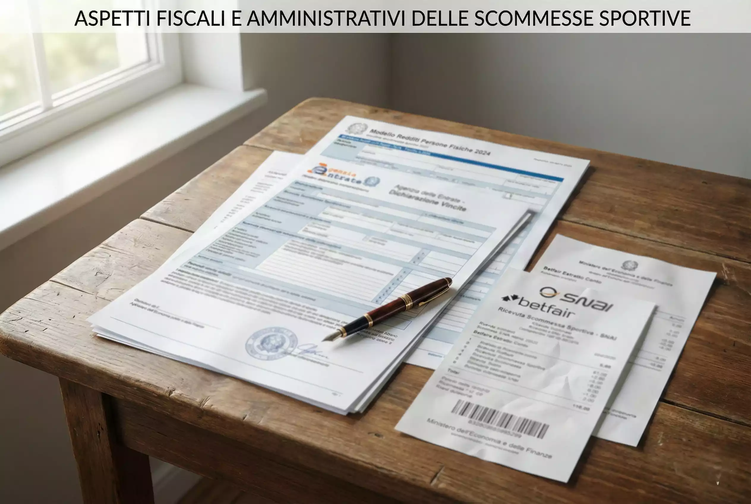 Documenti fiscali e ricevute di scommesse su scrivania
