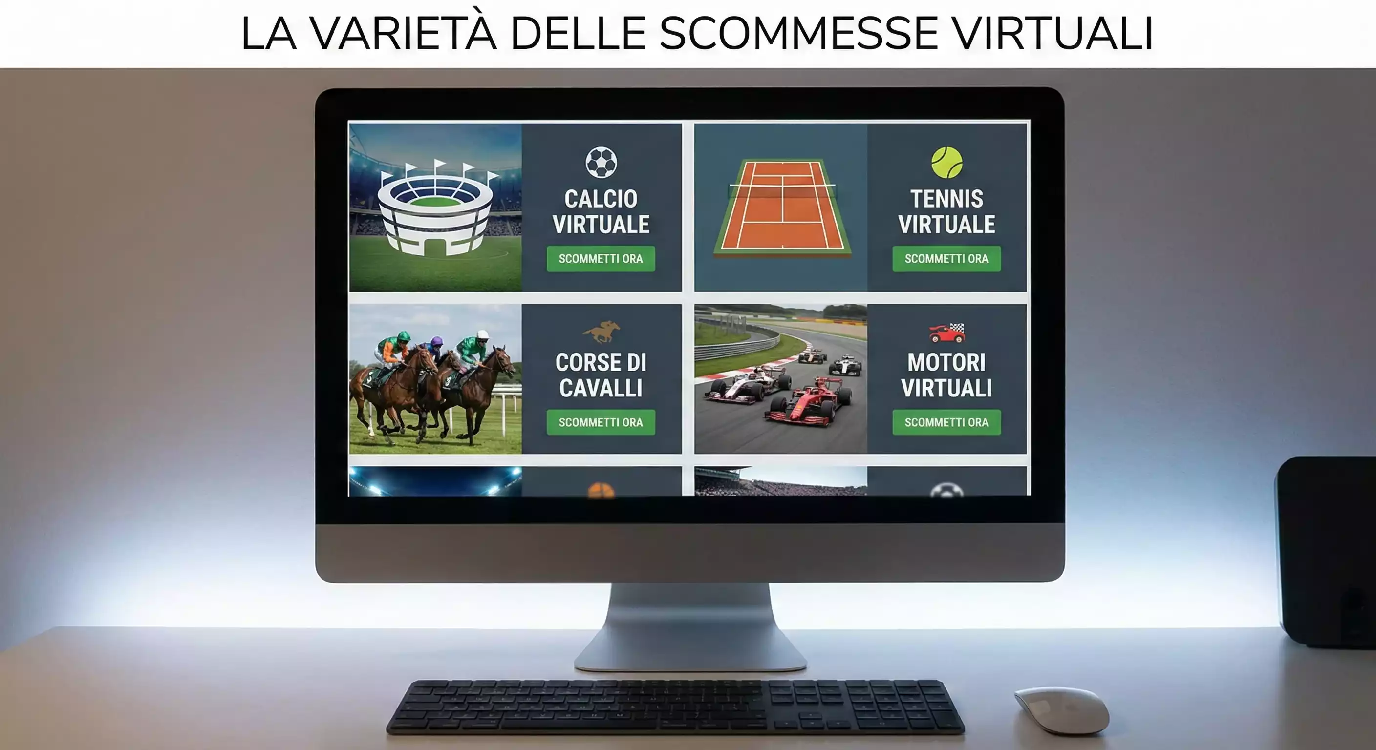 Monitor che mostra diverse discipline di sport virtuali