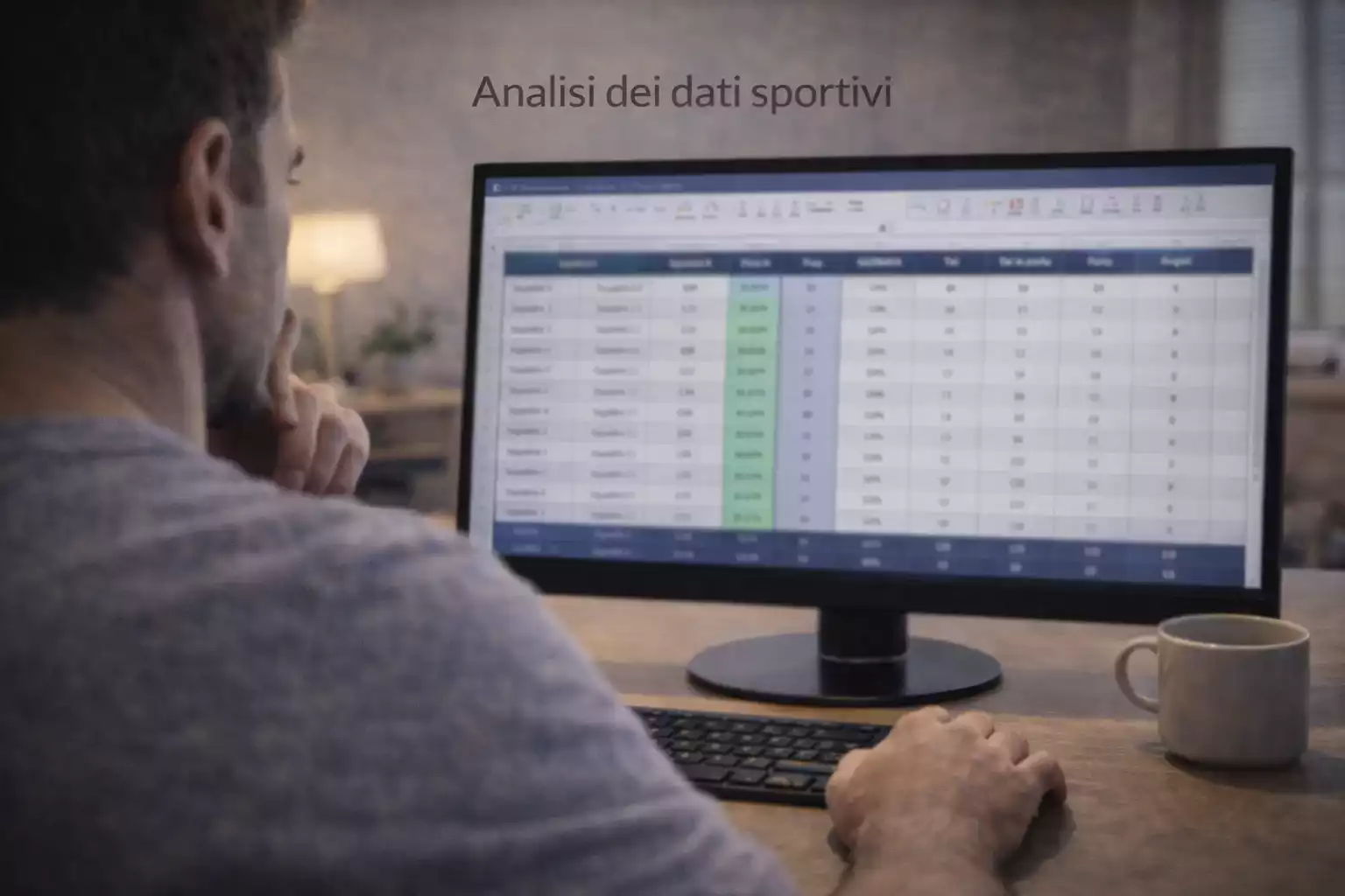 Persona che registra dati su un foglio di calcolo al computer