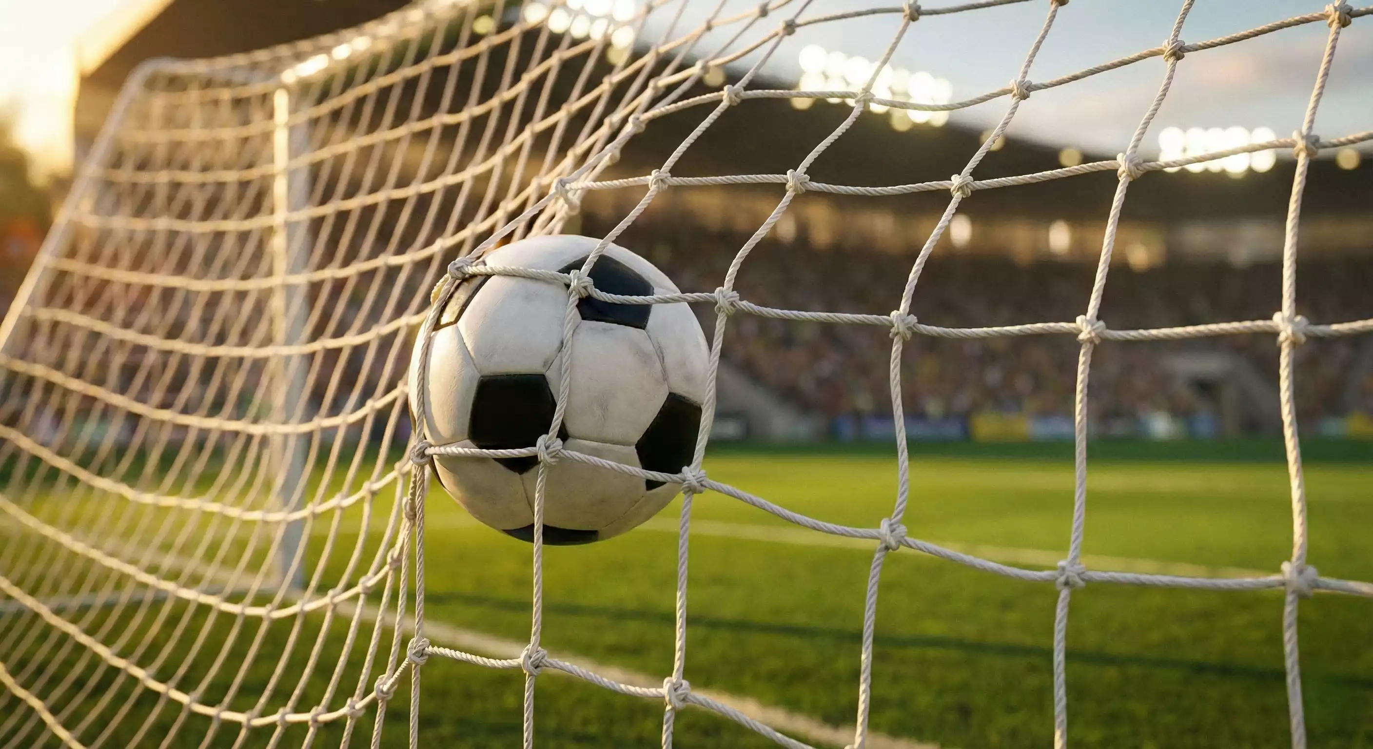 Pallone da calcio che entra in rete durante una partita